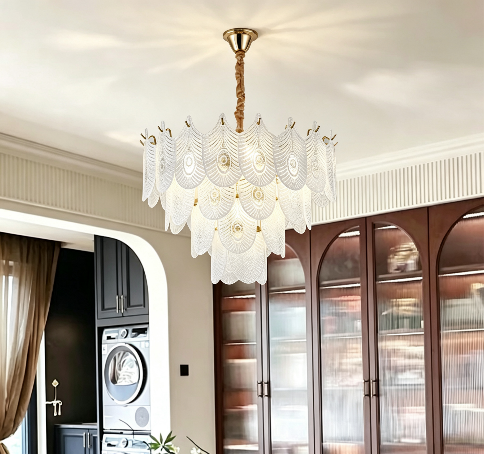 MODI 2026 New Cream Style Living Room Main Light, French Light Luxury Crystal Chandelier & Ceiling Light, Modern Simple Lighting Fixture for Dining Room & Bedroom