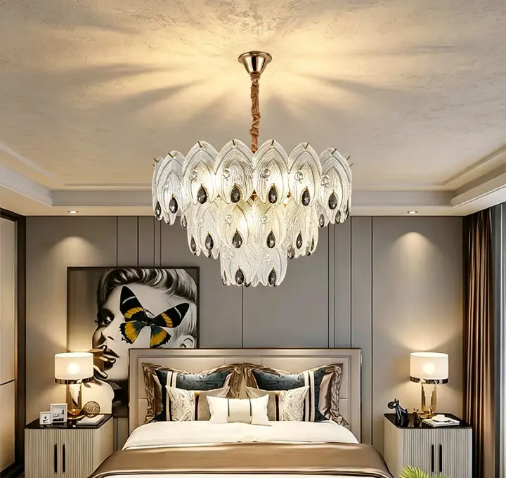 MODI 2026 New Luxury Crystal Chandelier, French Cream Style High‑end Lighting, Modern Light Luxury Simple Lamp for Living Room, Dining Room, Bedroom, Study, Bar Counter & Villa Hall