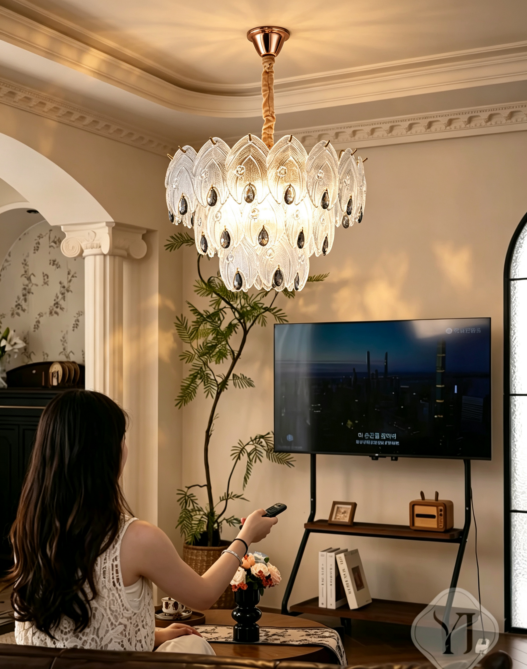 MODI 2026 New Luxury Crystal Chandelier, French Cream Style High‑end Lighting, Modern Light Luxury Simple Lamp for Living Room, Dining Room, Bedroom, Study, Bar Counter & Villa Hall