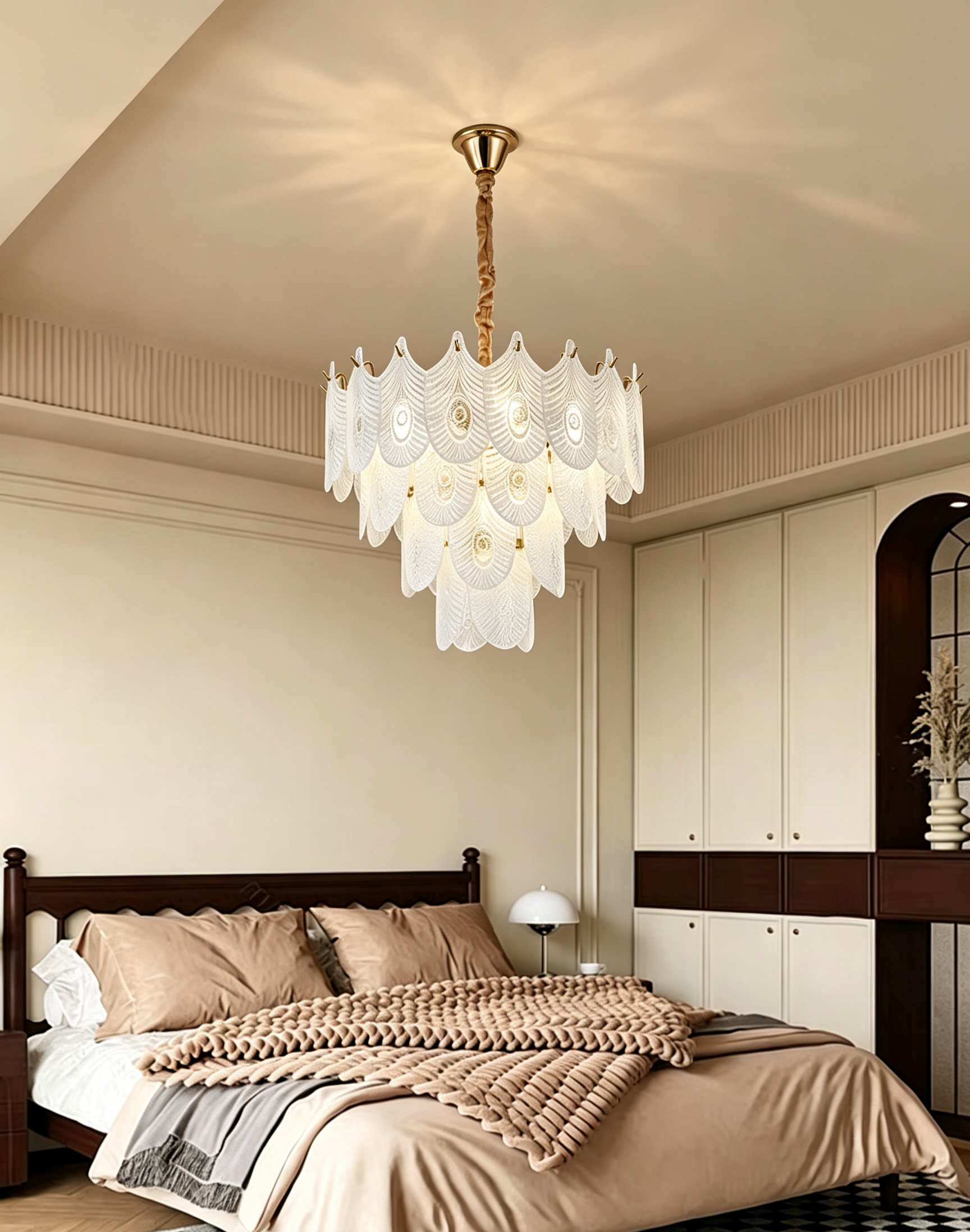 MODI 2026 New Cream Style Living Room Main Light, French Light Luxury Crystal Chandelier & Ceiling Light, Modern Simple Lighting Fixture for Dining Room & Bedroom