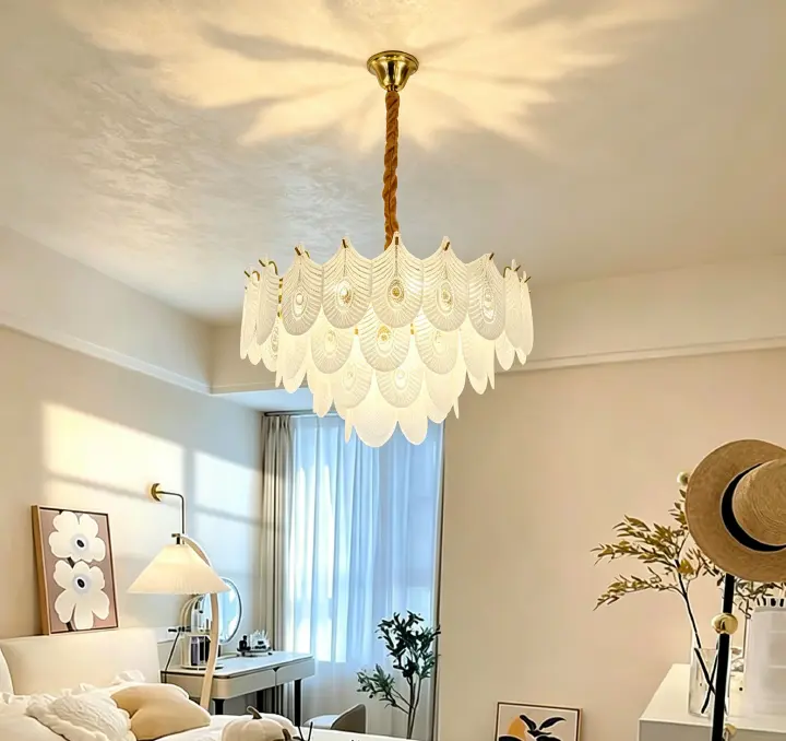 MODI 2026 New Cream Style Living Room Main Light, French Light Luxury Crystal Chandelier & Ceiling Light, Modern Simple Lighting Fixture for Dining Room & Bedroom