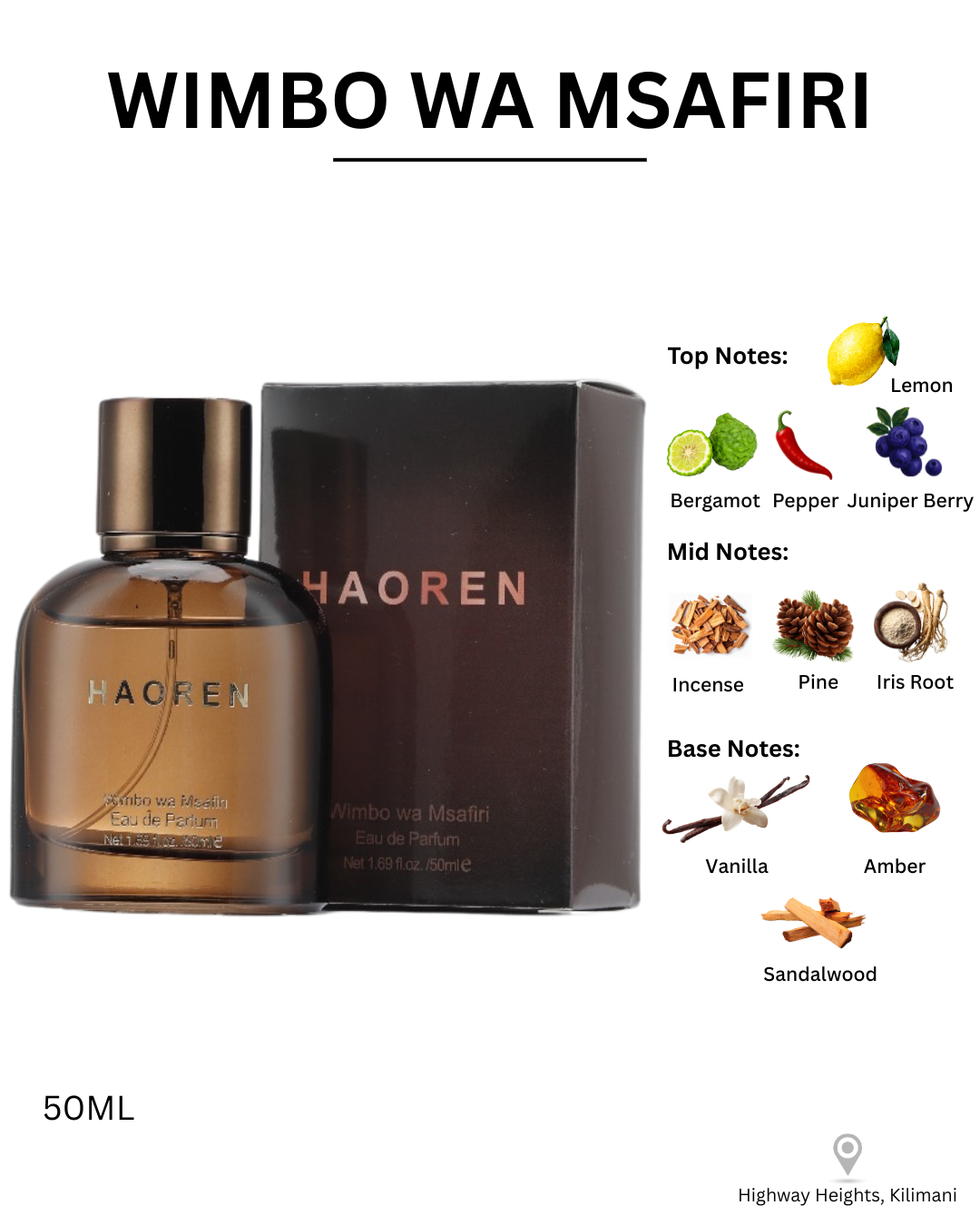 Haoren Wimbo Wa Msafiri Eau de Parfum – Luxury Men’s Perfume | Woody Fougère Fragrance | Long-Lasting Perfume in Kenya