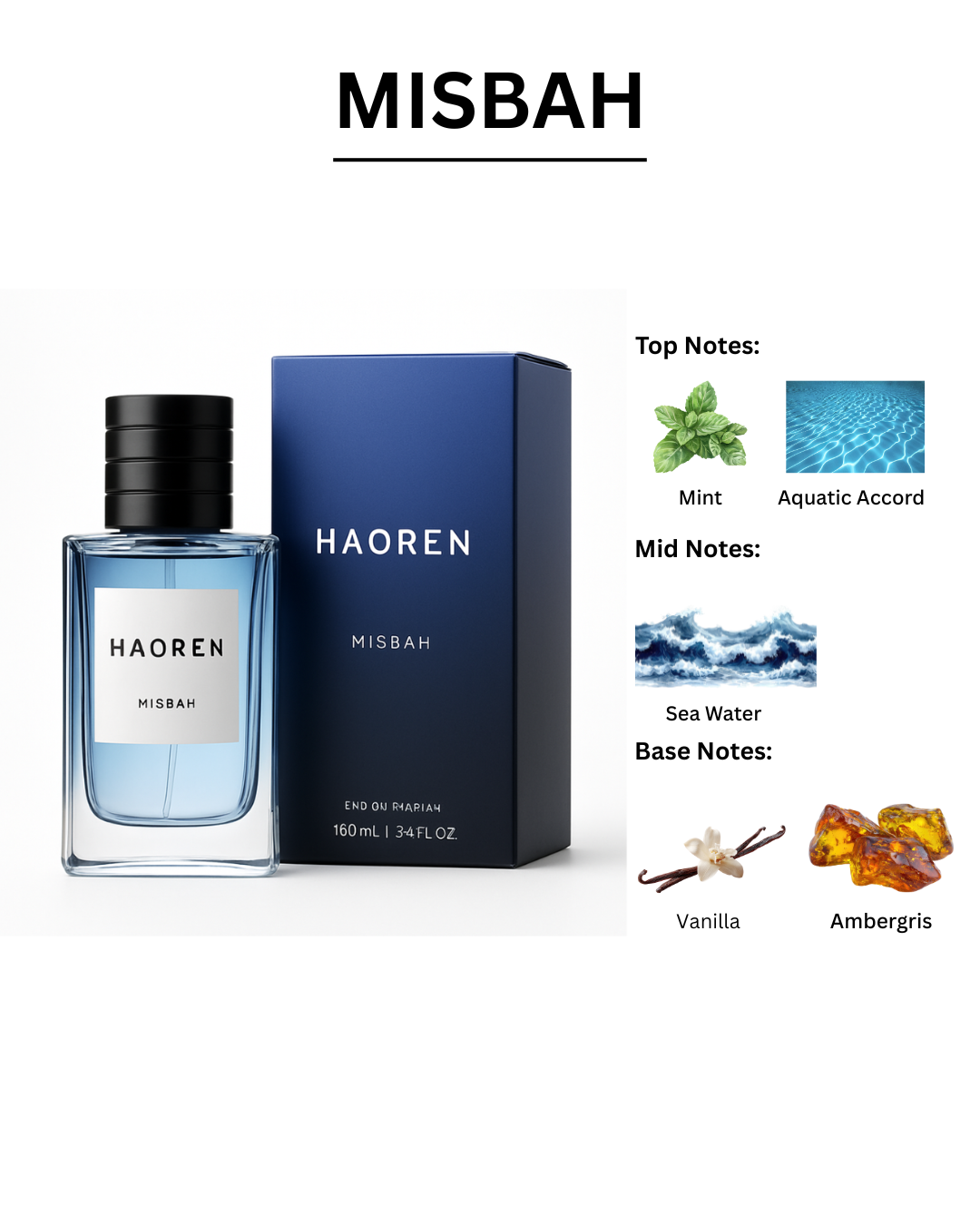 Misbah Eau de Parfum Men 50ml - Oriental Fougère Scent, Refreshing Office & Date Night Fragrance, Gift for Him