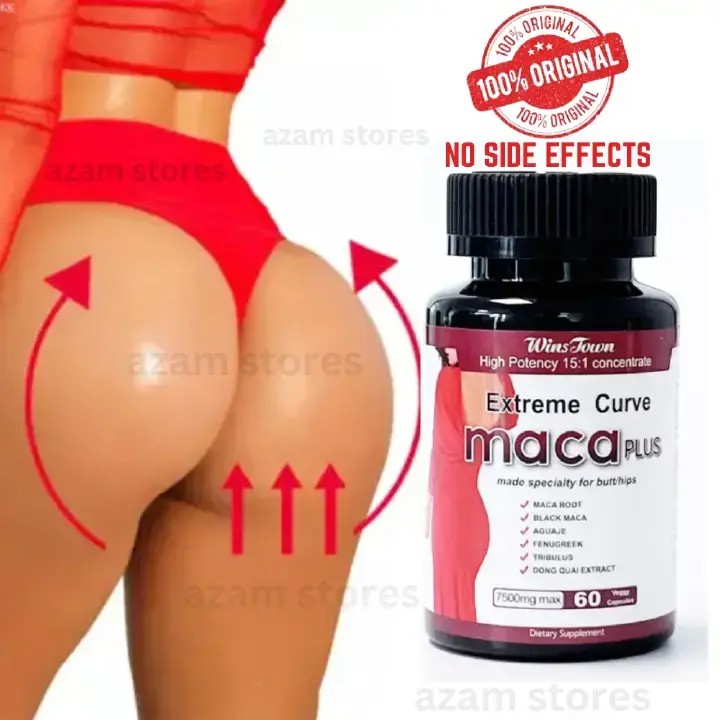 Extreme Curve Maca Plus Capsules (7500mg) Dietary Supplement for Natural Butt Enhancement