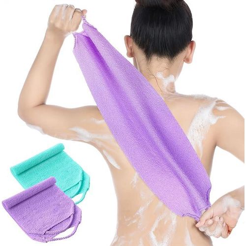 DISCOUNTED DEALS!!!3 Pcs Exfoliating Bath Cloth Bathing Scrubber With Handles Strechable Pull Back Wash Scrub