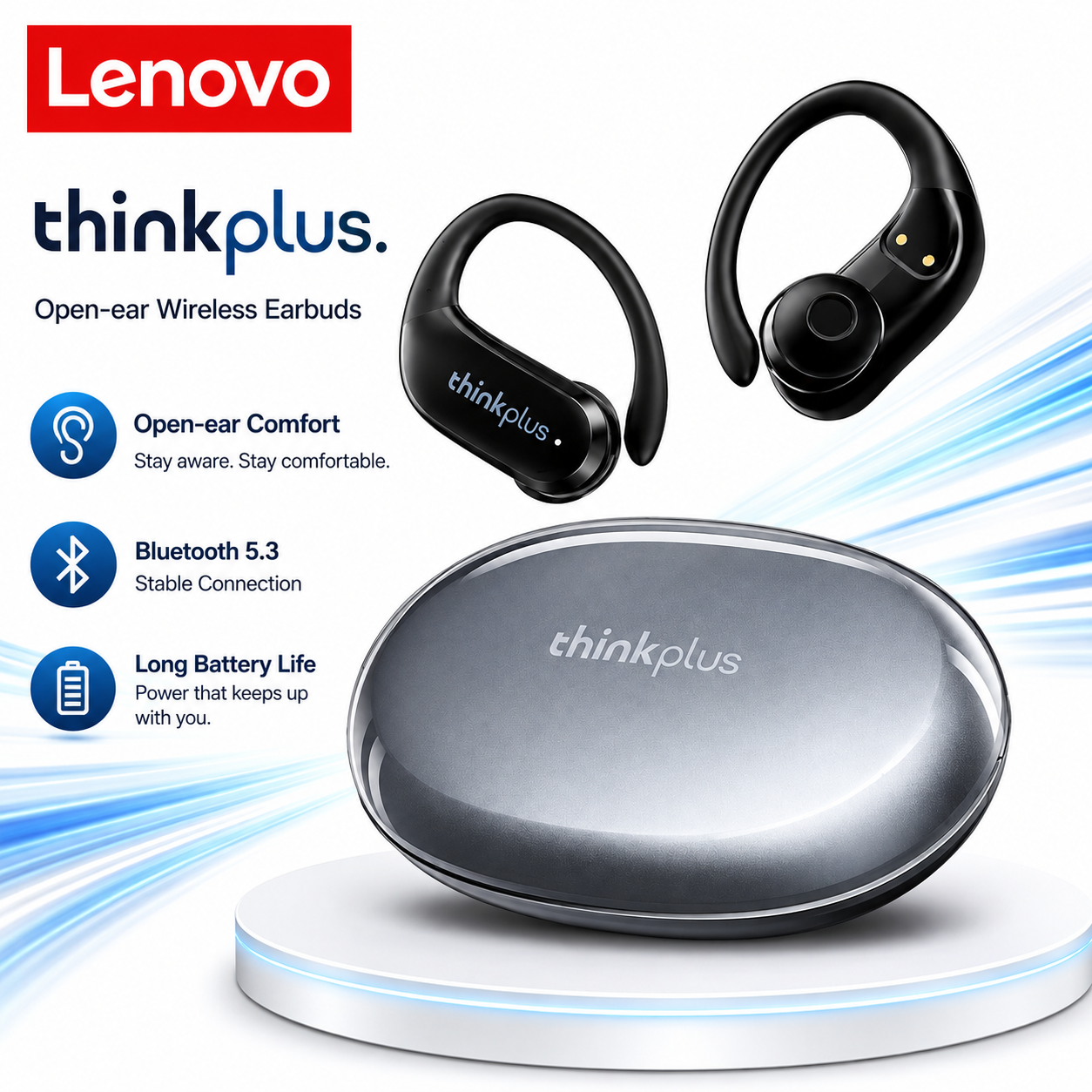 Lenovo XT55 OWS Bluetooth Sports Earphones Ultra Low Latency Gaming Headsets Stereo Music Earbuds Wireless Headphones
