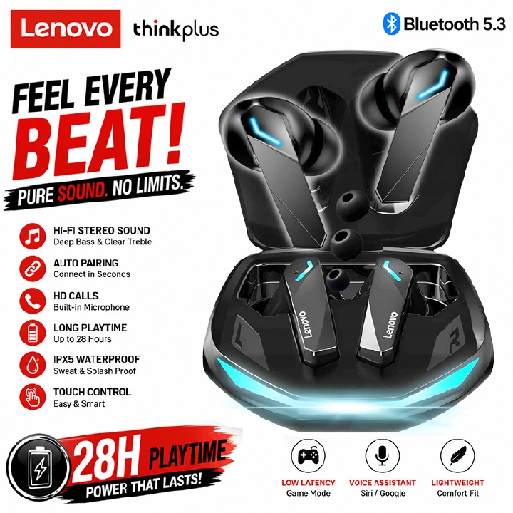 Lenovo GM2 Pro TWS Gaming Bluetooth Earphone Bluetooth 5.3 Low Latency Wireless Headset with Mic 3D Stereo Bass True Wireless Gamer Earbuds