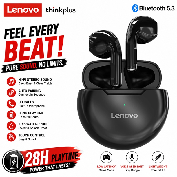Lenovo HT38 TWS Bluetooth Earphone Mini Wireless Earbuds with Mic for iPhone Xiaomi Sport Waterproof 9D Stere Headphone