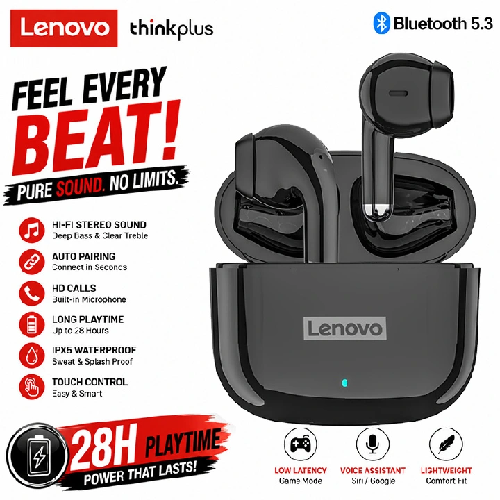 Lenovo LP40 Pro TWS Bluetooth Earphone Mini Wireless Earbuds Sport Gaming Bluetooth 5.1 Headset with Charging Box Mic Support Call Video for iPhone Xiaomi Oppo
