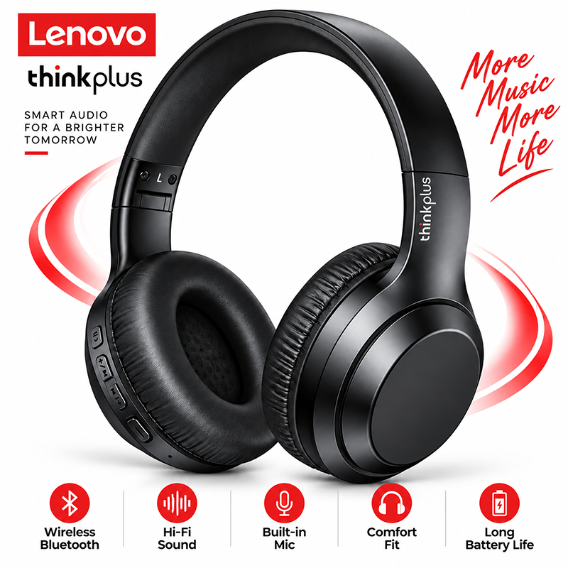 Lenovo TH10 Wireless Headphones Bluetooth Earphones Waterproof Reduce HiFi Music Headset with Mic for Android IOS PC