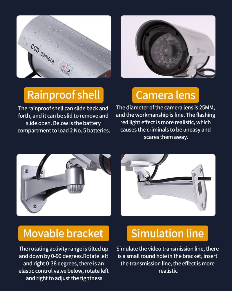 DUMMY wireless camera plastic fake CCTV Camera with simulation antenna red led flashing,uses AA battery surveillance security system