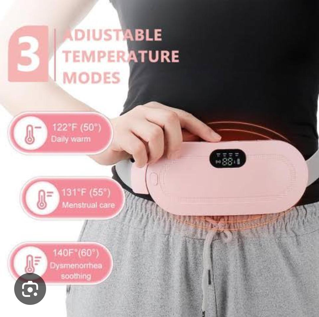 RESTOKED!Rechargable portable cordless Menstrual belt period pain relief waist pain cramps 4vibrating massage modes,3 heat levels,vibrating abdominal massager electric device portable cordless