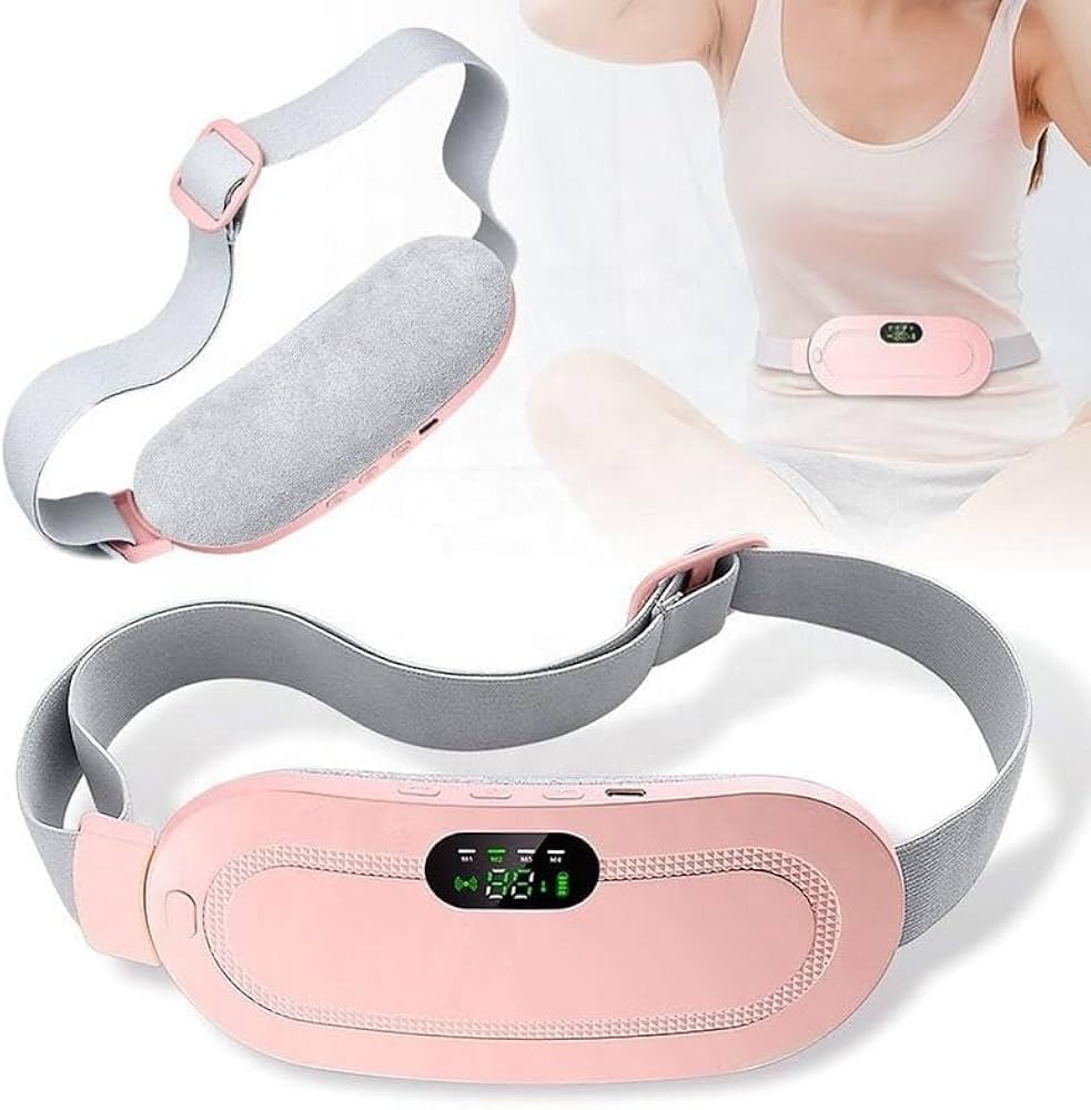 RESTOKED!Rechargable portable cordless Menstrual belt period pain relief waist pain cramps 4vibrating massage modes,3 heat levels,vibrating abdominal massager electric device portable cordless