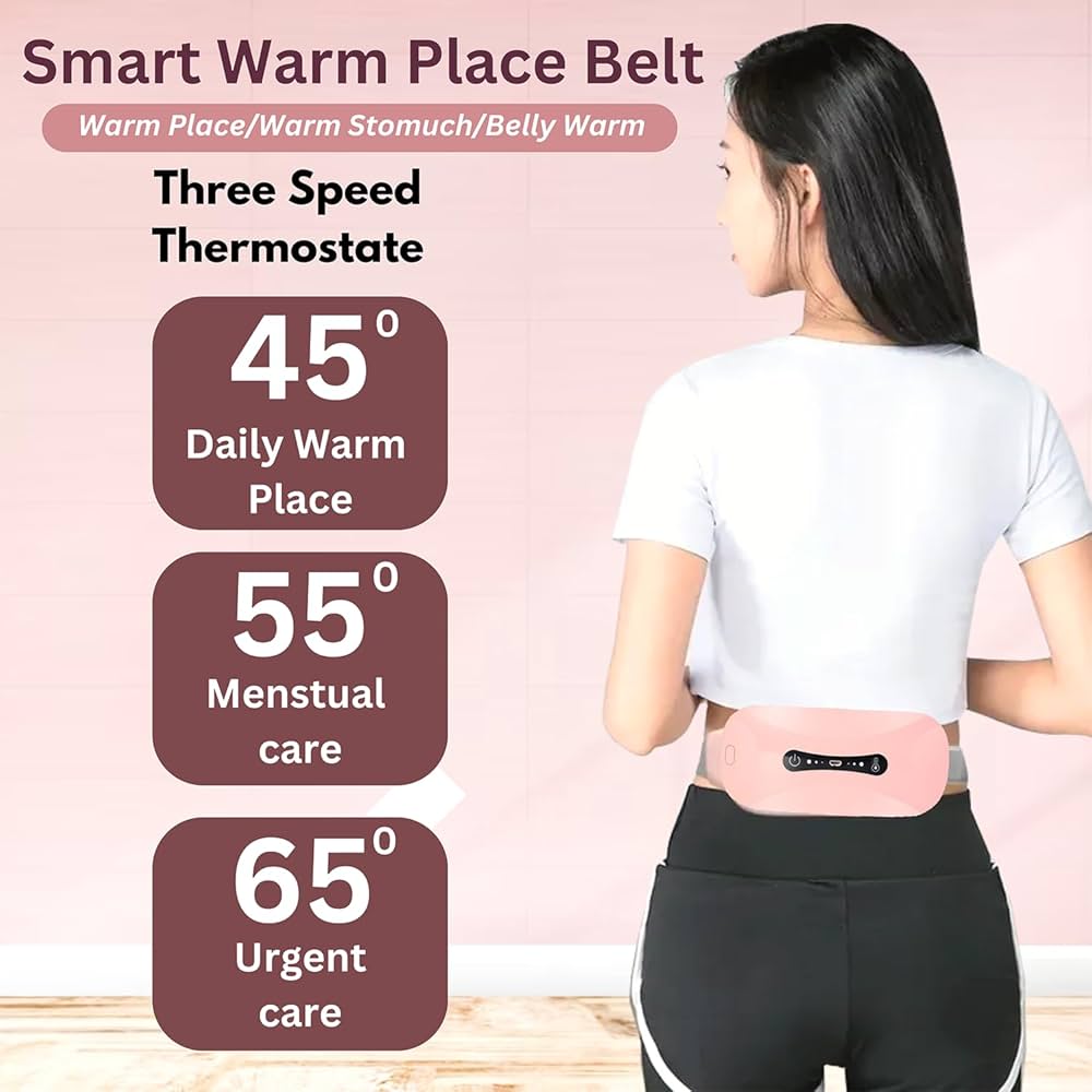 RESTOKED!Rechargable portable cordless Menstrual belt period pain relief waist pain cramps 4vibrating massage modes,3 heat levels,vibrating abdominal massager electric device portable cordless