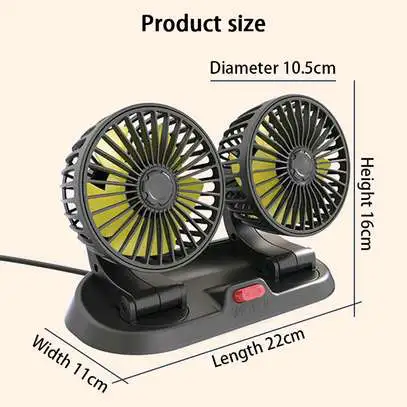 RESTOCKED WITH OFFER!2 Speed double headed vehicle fan,car cigar lighter DC Powered