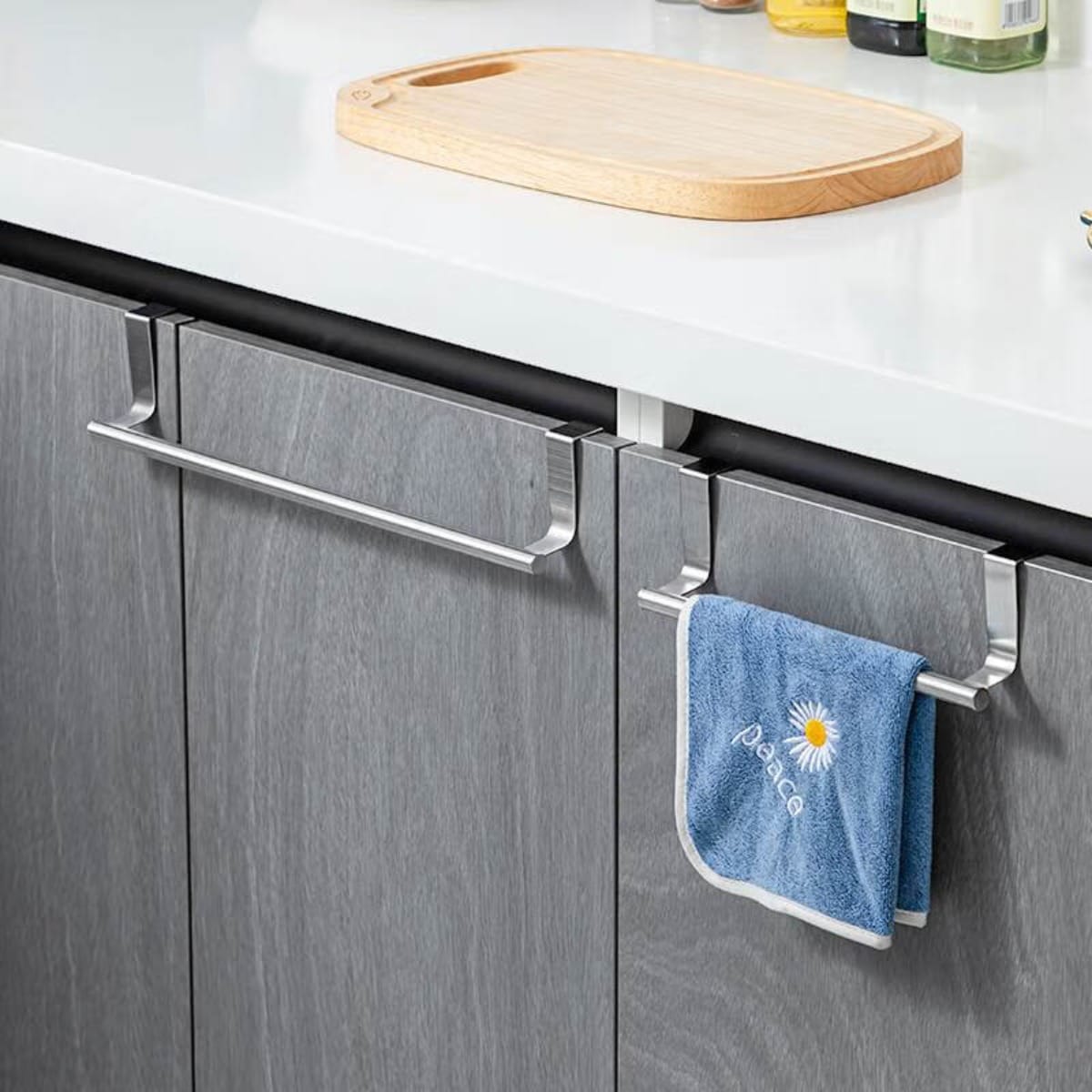 LIMITED STOCK,36CM Kitchen cabinet door towel bar Stainless steel door back towel hanging bathroom punchfree towels hook home organizer