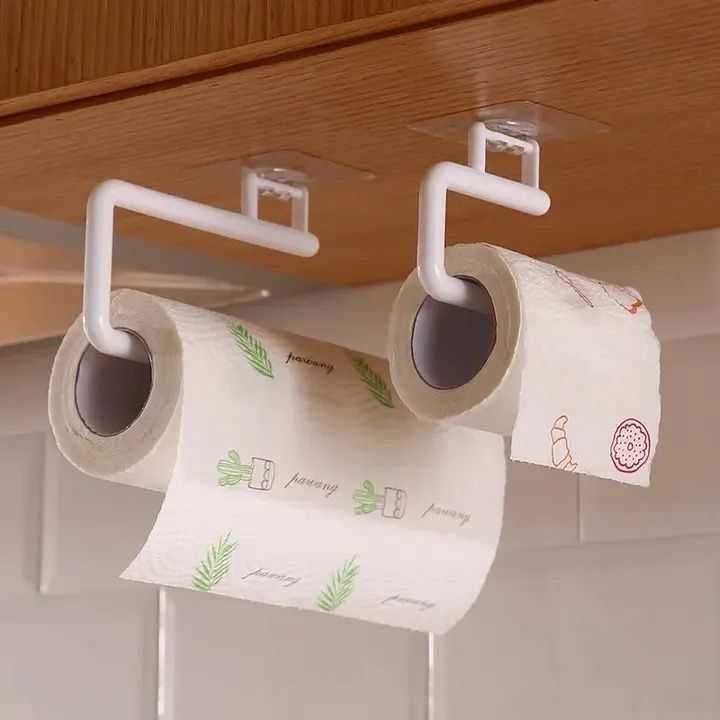 SAVE SPACE WITH THIS KITCHEN TISSUE HOLDER HANGING TOILET ROLL PAPER HOLDER TOWEL RACK KITCHEN CABINET ORGANIZER,COMES WITH ADHESIVE STICKER
