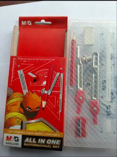 AFFORDABLE 2 IN 1 SCHOOL/EXAM ESSENTIAL,CLEAR CLIP BOARD AND A CLEAR ALL IN 1 MATHEMATICAL SET