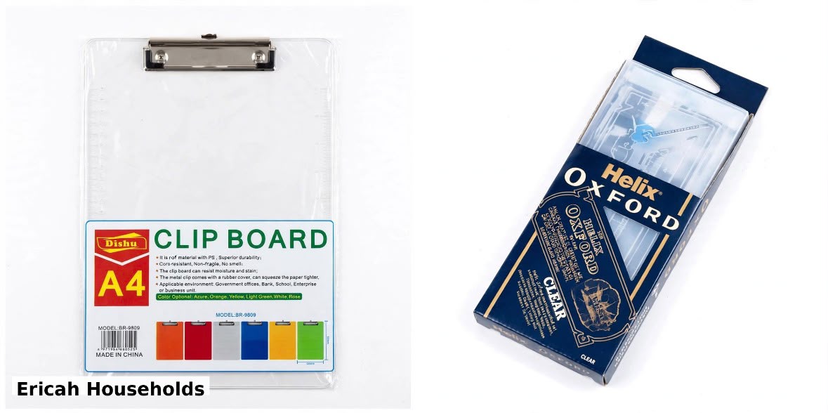 2 in 1 EXAM ESSENTIAL,1PC CLEAR CLIP BOARD AND 1PC CLEAR OXFORD GEOMETRICAL/MATHEMATICAL SET