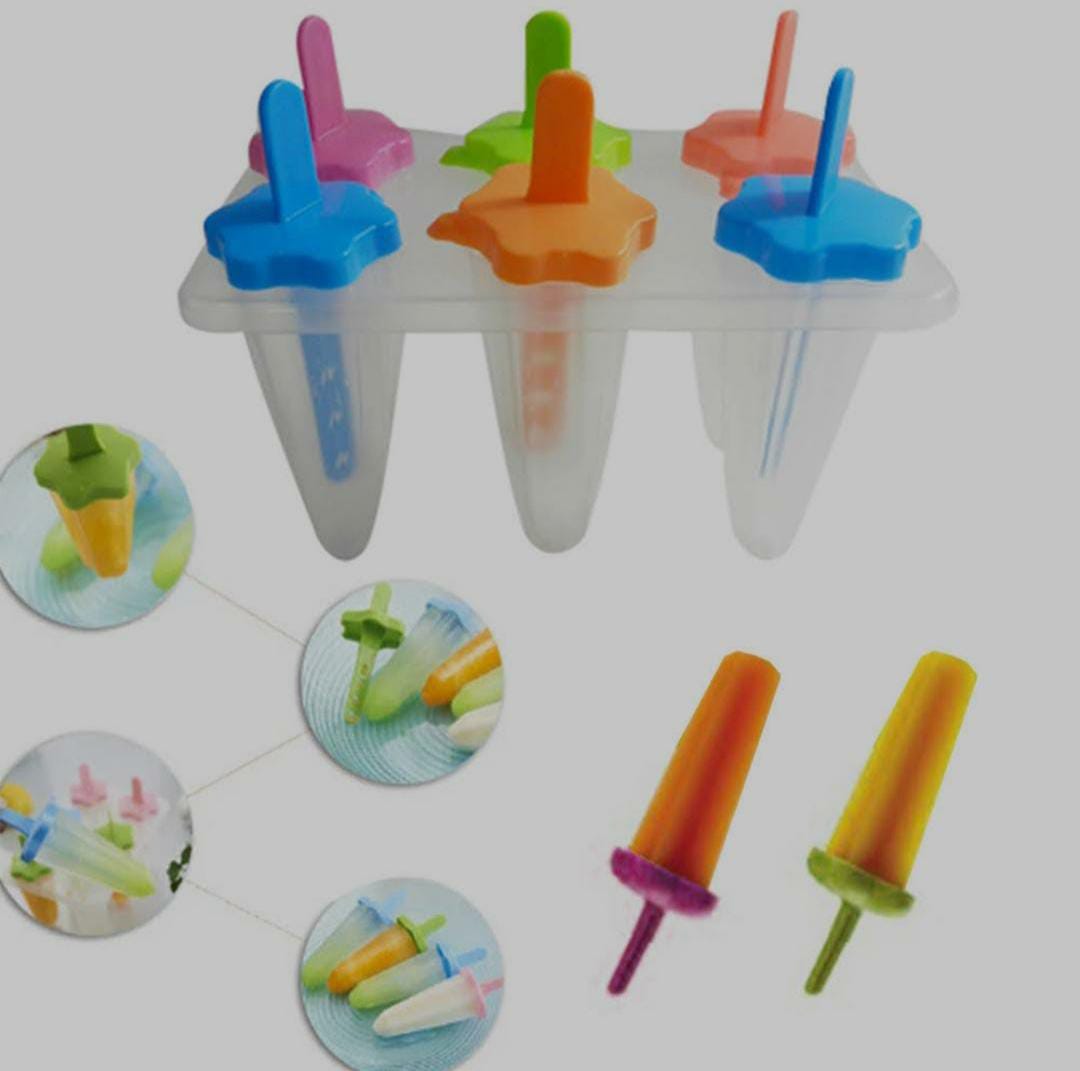 OFFER,6PCS REUSABLE 6 SLOT SET ICE CREAM MOULD POPSICLE MAKER BOX,MAKE POPSICLES FROM JUICES,PUREES YOGHURT,FRUITS,SODAS ICE CREAM ETC AT THE COMFORT OF YOUR HOME