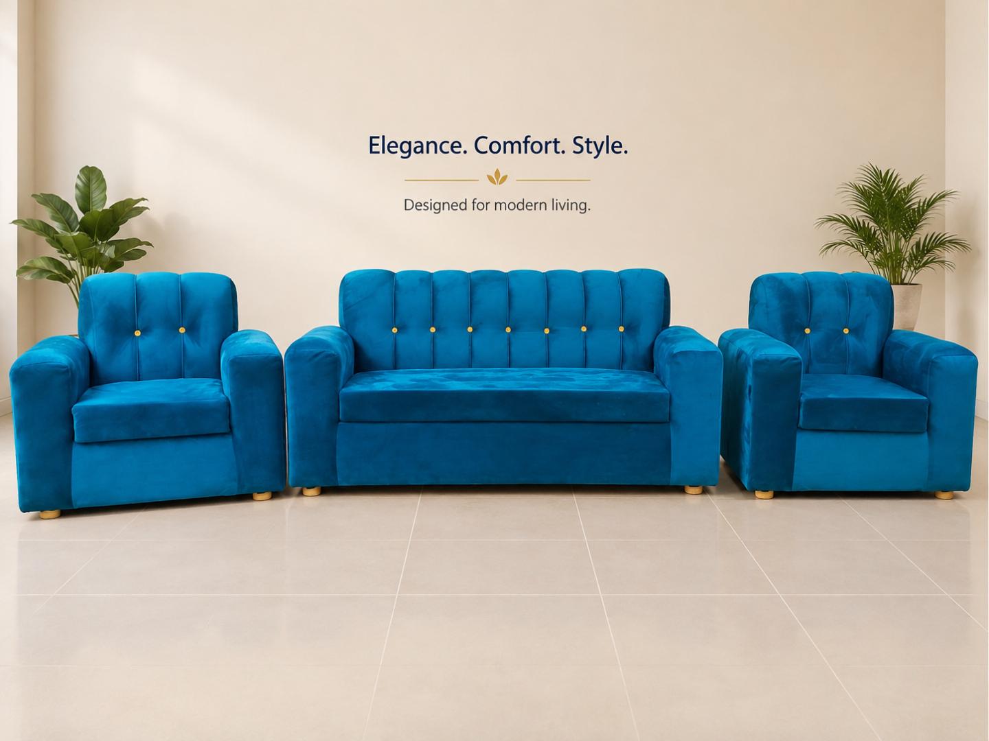 Luxury Royal Comfort Sofa Set – 6-Piece 5, 3 & 1+1 Seater Living Room Set