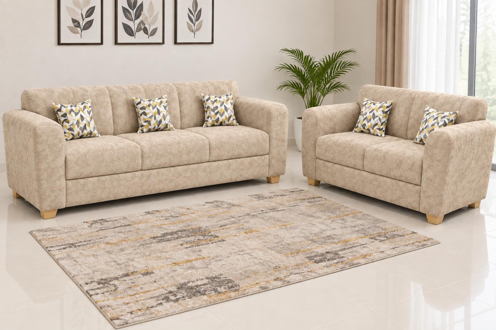 Royal Beige 5-Seater Sofa Set