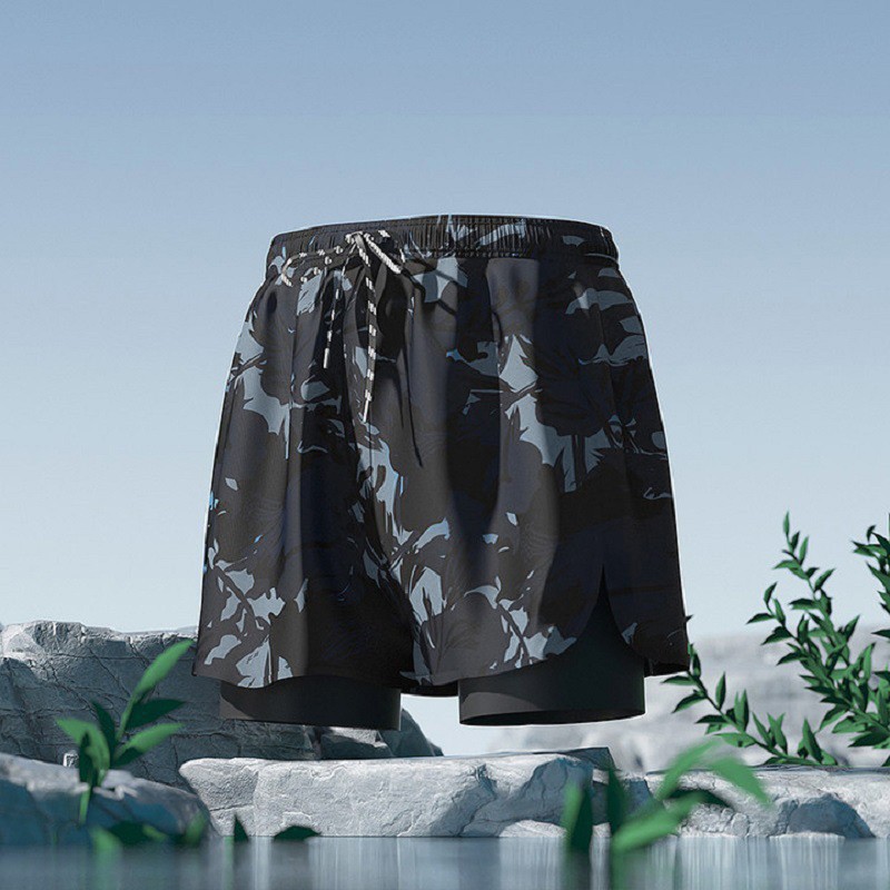 Adult Men's Swimming Trunks 2026 🏊 Men’s Double-Layer Swimming Trunks 🌊Step into summer with a stylish and youthful look 😎. These men’s swimming trunks feature a sleek black design.