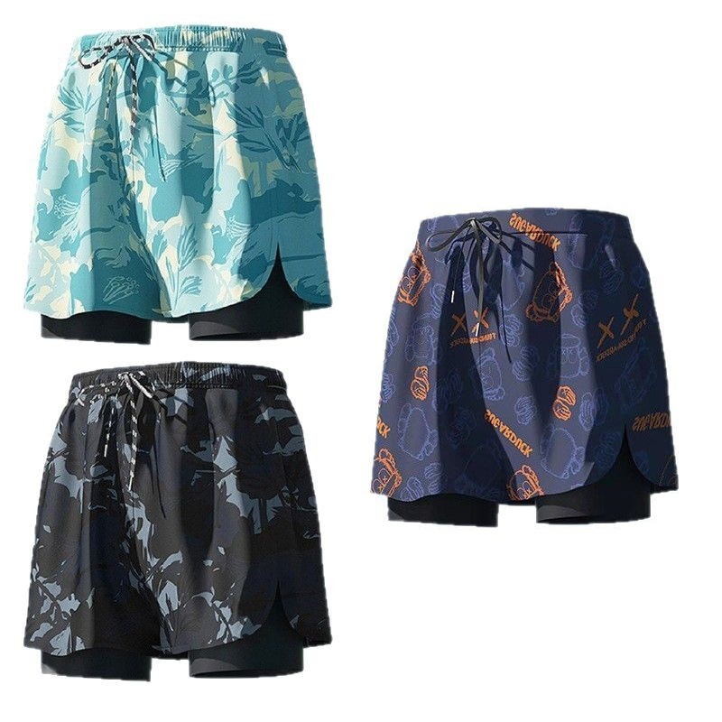 Adult Men's Swimming Trunks 2026 🏊 Men’s Double-Layer Swimming Trunks 🌊Step into summer with a stylish and youthful look 😎. These men’s swimming trunks feature a sleek black design.