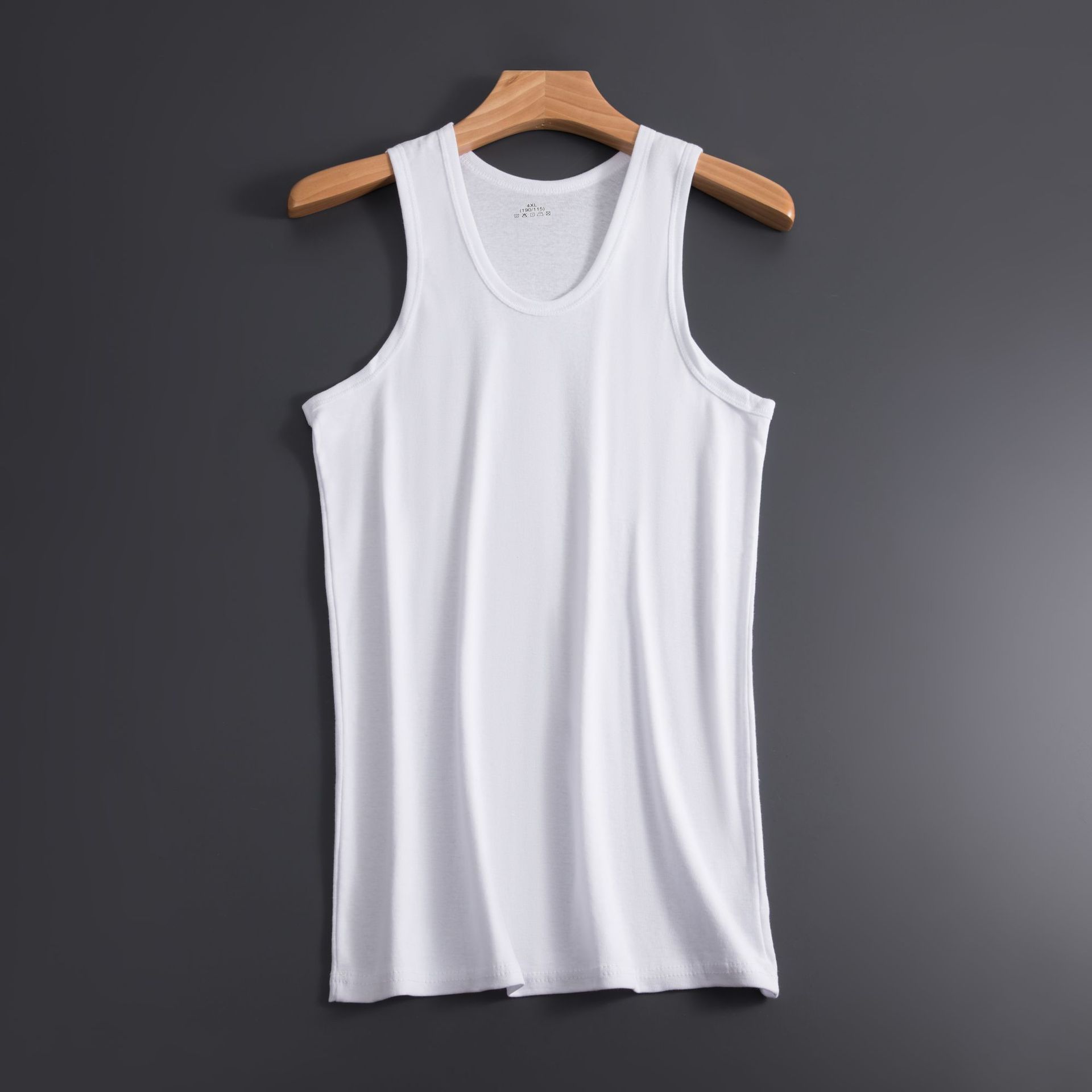2026 Men's Cotton Vest Summer Sweat-absorbent Threaded Sling Elastic Slim-fit Sports Backing Sweatshirt Hurdle Solid Color