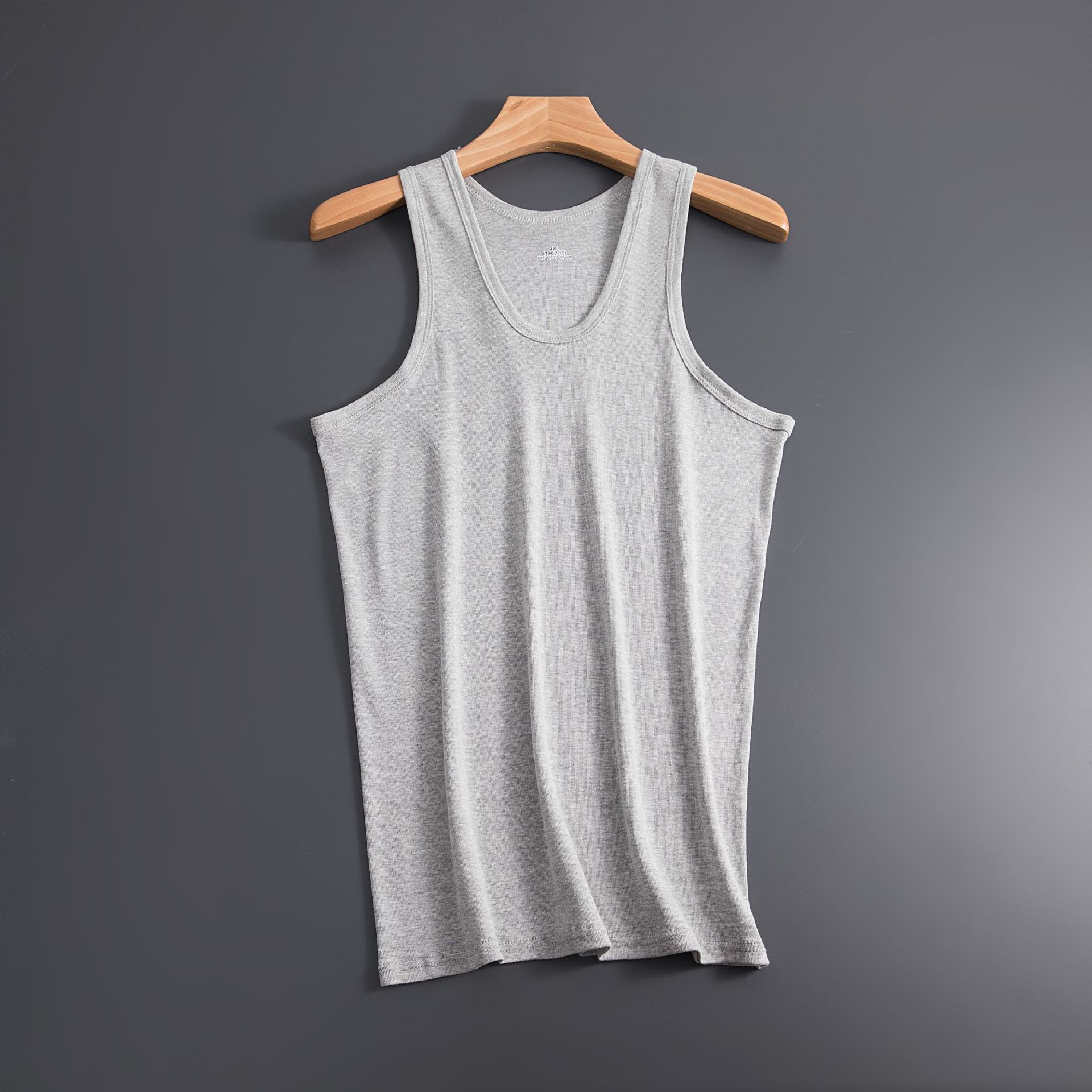 2026 Men's Cotton Vest Summer Sweat-absorbent Threaded Sling Elastic Slim-fit Sports Backing Sweatshirt Hurdle Solid Color