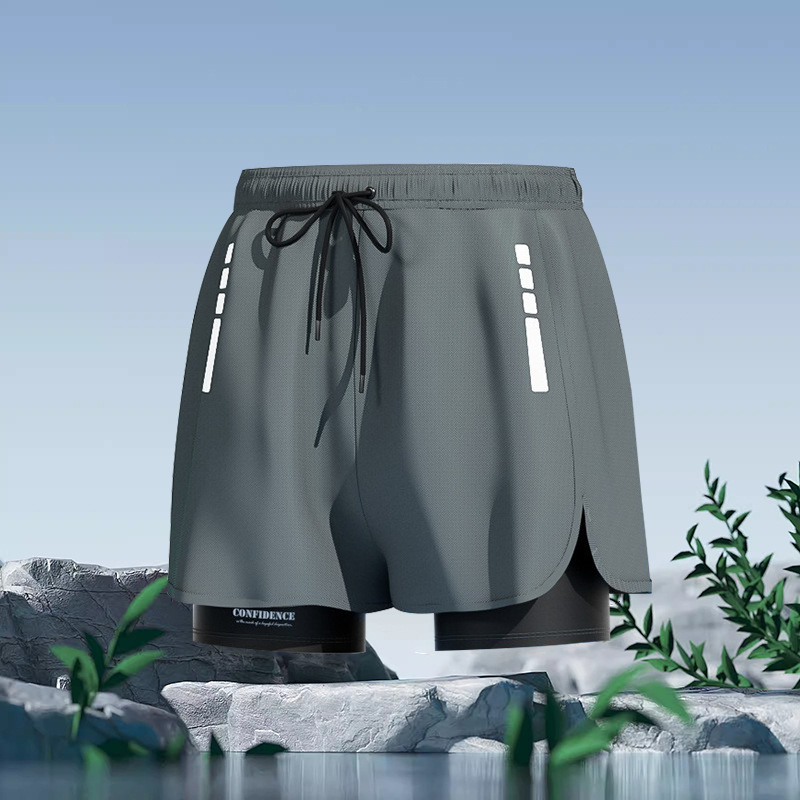 Adult Men's Swimming Trunks 2026 🏊 Men’s Double-Layer Swimming Trunks 🌊Step into summer with a stylish and youthful look 😎. These men’s swimming trunks feature a sleek black design.