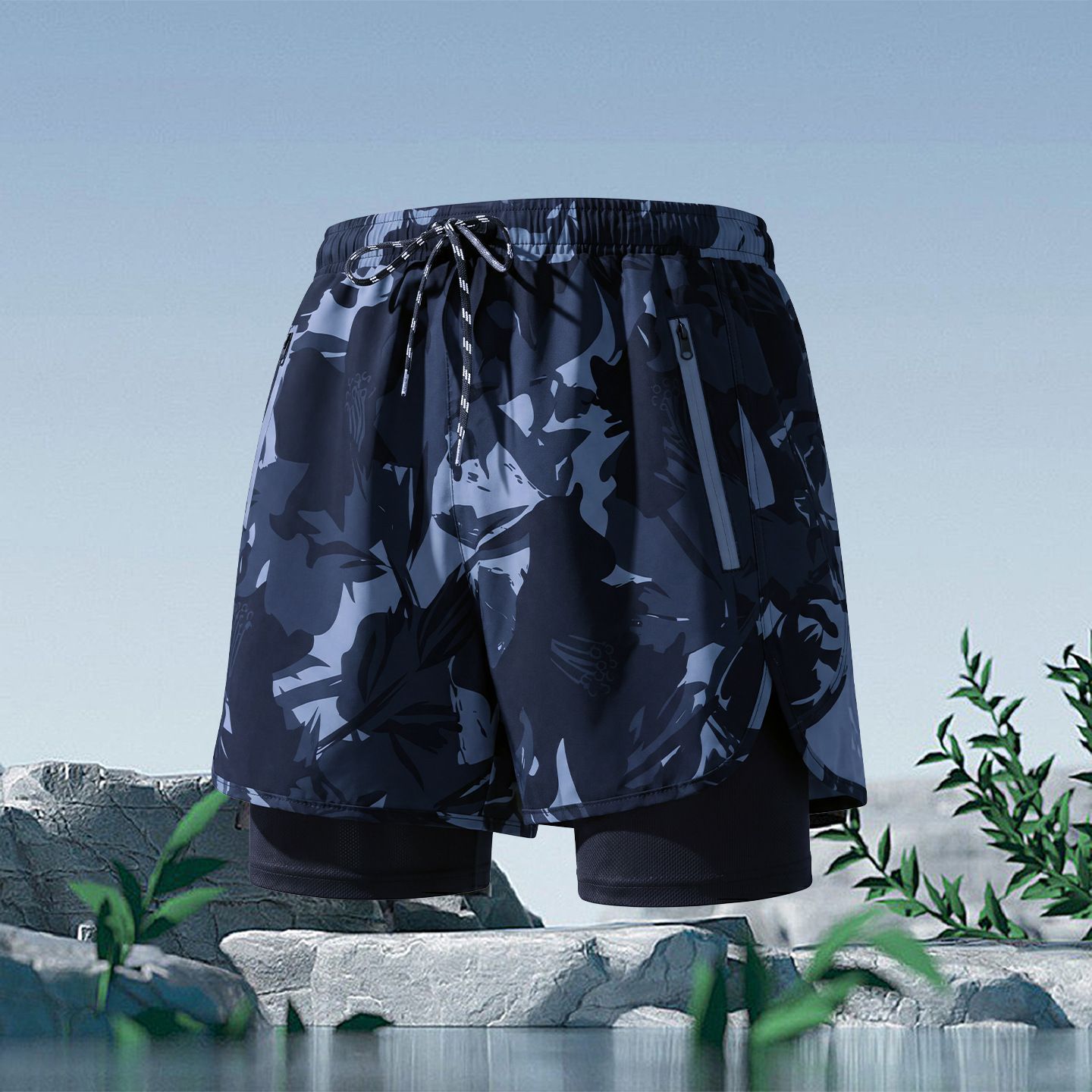 Adult Men's Swimming Trunks 2026 🏊 Men’s Double-Layer Swimming Trunks 🌊Step into summer with a stylish and youthful look 😎. These men’s swimming trunks feature a sleek black design.
