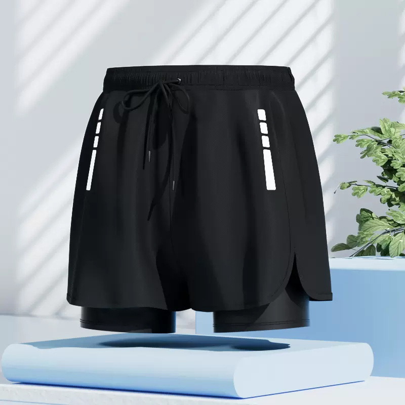Adult Men's Swimming Trunks 2026 🏊 Men’s Double-Layer Swimming Trunks 🌊Step into summer with a stylish and youthful look 😎. These men’s swimming trunks feature a sleek black design.