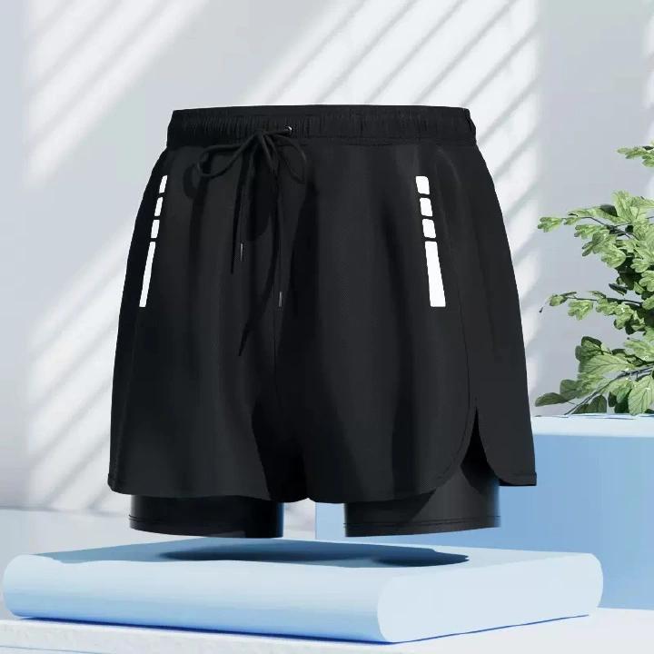 Adult Men's Swimming Trunks 2026 🏊 Men’s Double-Layer Swimming Trunks 🌊Step into summer with a stylish and youthful look 😎. These men’s swimming trunks feature a sleek black design.