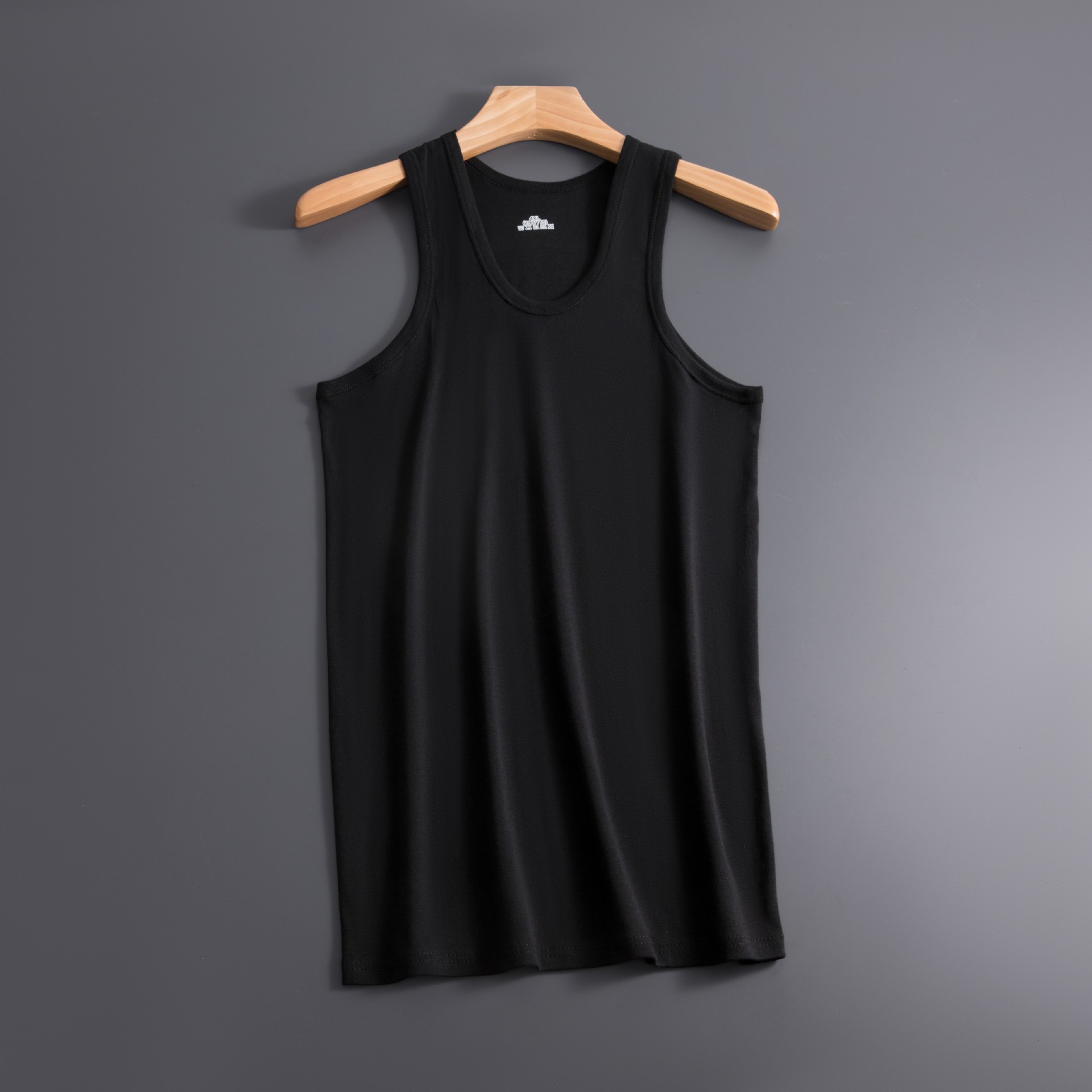 2026 Men's Cotton Vest Summer Sweat-absorbent Threaded Sling Elastic Slim-fit Sports Backing Sweatshirt Hurdle Solid Color