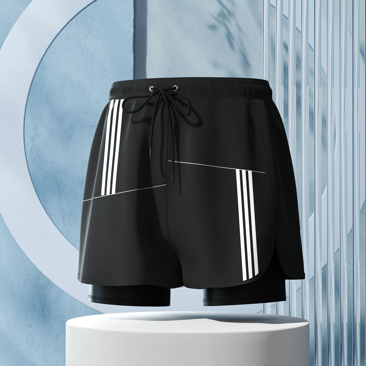 Adult Men's Swimming Trunks 2026 🏊 Men’s Double-Layer Swimming Trunks 🌊Step into summer with a stylish and youthful look 😎. These men’s swimming trunks feature a sleek black design.