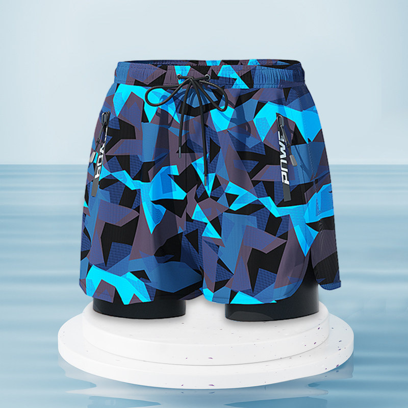 Adult Men's Swimming Trunks 2026 🏊 Men’s Double-Layer Swimming Trunks 🌊Step into summer with a stylish and youthful look 😎. These men’s swimming trunks feature a sleek black design.