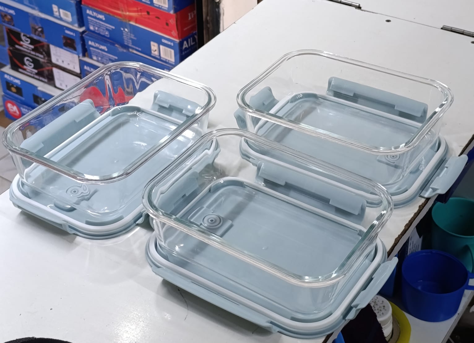 Borosilicate Glass Food Storage Container with Airtight Leakproof Snap Lock Lid Stackable Fridge Organizer Oven Microwave Safe BPA Free Kitchen