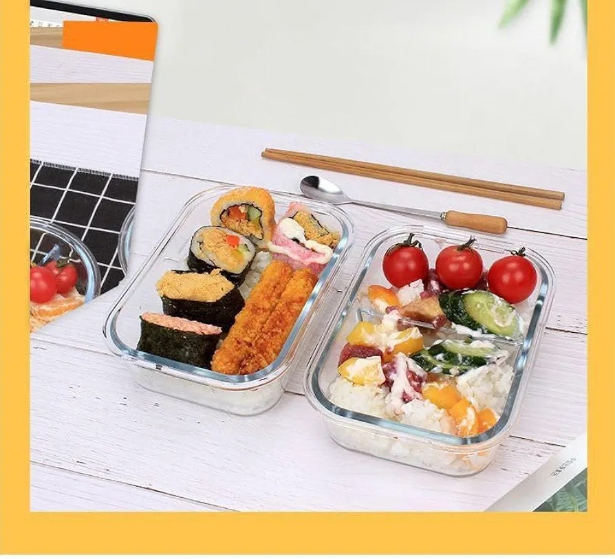 Borosilicate Glass Food Storage Container with Airtight Leakproof Snap Lock Lid Stackable Fridge Organizer Oven Microwave Safe BPA Free Kitchen