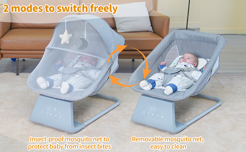 NEW ARRIVAL 4 in 1 Deluxe Baby Swing Classic Baby Rocking Chair with Remote Control 5 Speed Reclining Seat Safety Belt Comfortable Newborn Infant