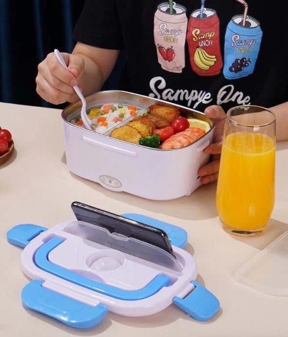 Electric Lunch Box 2 in 1 Food Heater 1.5 Litre Portable Food Warmer 110V for Car Home Removable Stainless Steel Heated Bento Box Meal Container