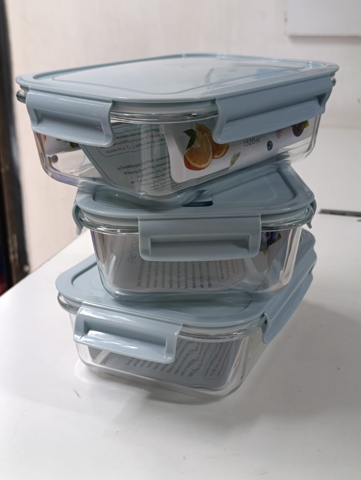 Borosilicate Glass Food Storage Container with Airtight Leakproof Snap Lock Lid Stackable Fridge Organizer Oven Microwave Safe BPA Free Kitchen