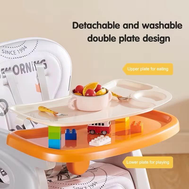 3 in 1 Convertible Baby High Feeding Chair with Removable Tray Wheels Adjustable Toddler Chair Table Set Feeding Dining Play