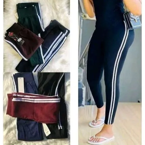🔥 COLOUR POP! Women's High-Waisted Cotton Stretch Leggings – Classic Double Side Stripe Design Colorful Casual Fitness Tights