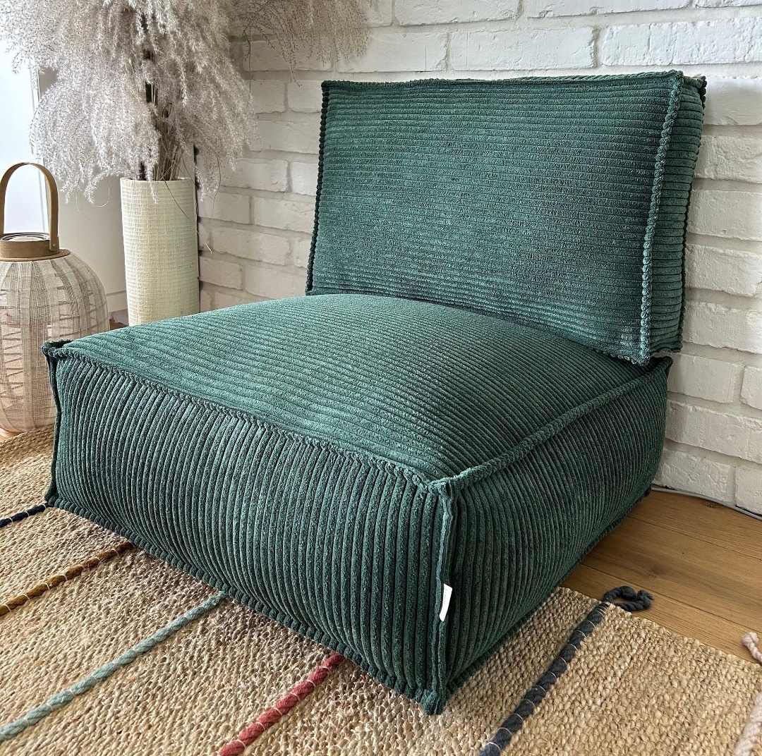 Modern Corduroy Floor Sofa Chair with Backrest – Soft Lounge Seat