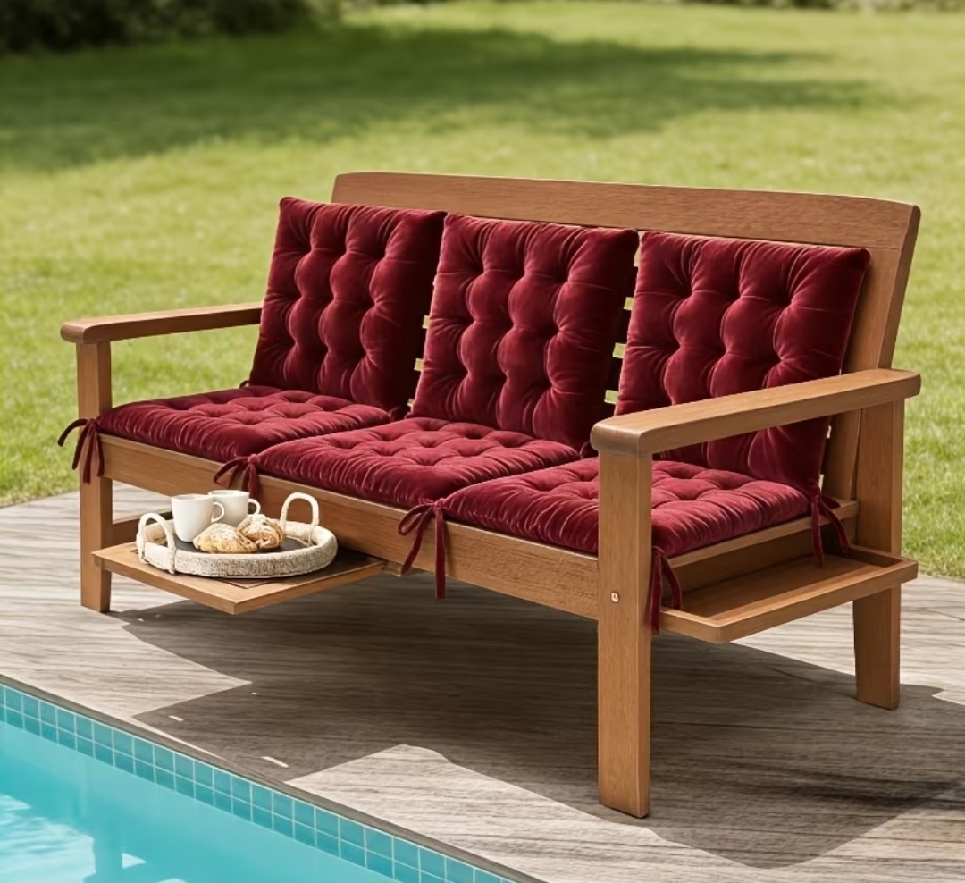 6 Pack Velvet Square Plush Seat Cushions with Anti-Slip Ties, Square Velvet Seat Cushion, for Outdoor Bench, Dining Chairs, Garden Decorative Throw Pillows, Patio Chairs, Long Sitting.