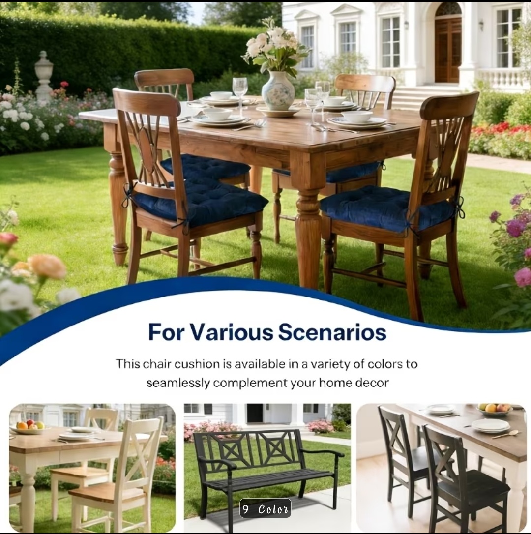 6 Pack Velvet Square Plush Seat Cushions with Anti-Slip Ties, Square Velvet Seat Cushion, for Outdoor Bench, Dining Chairs, Garden Decorative Throw Pillows, Patio Chairs, Long Sitting.