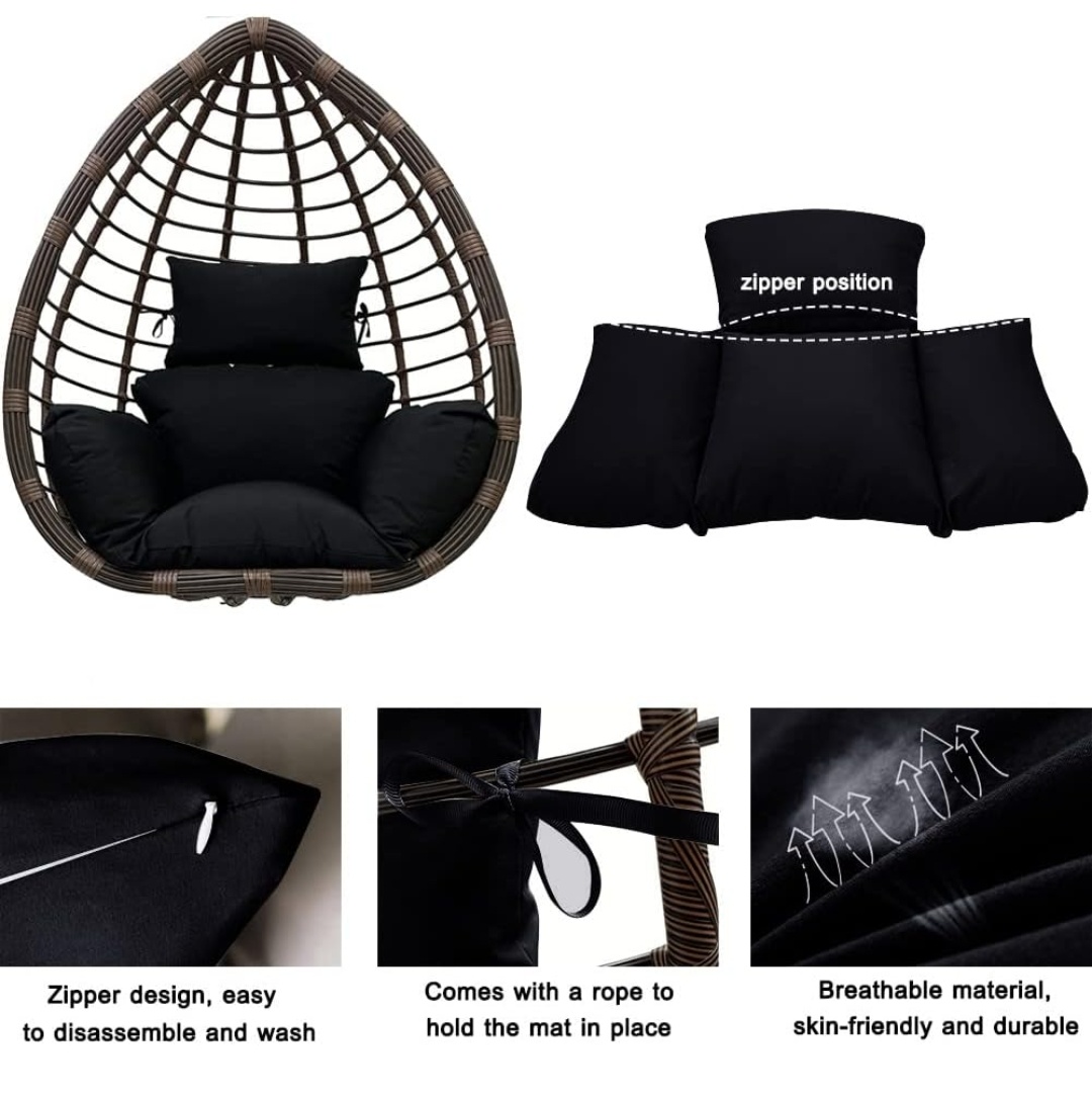 One-Piece Velvet Hammock Chair Cushion with Integrated Headrest & Arm Support – Replacement Cushion Only