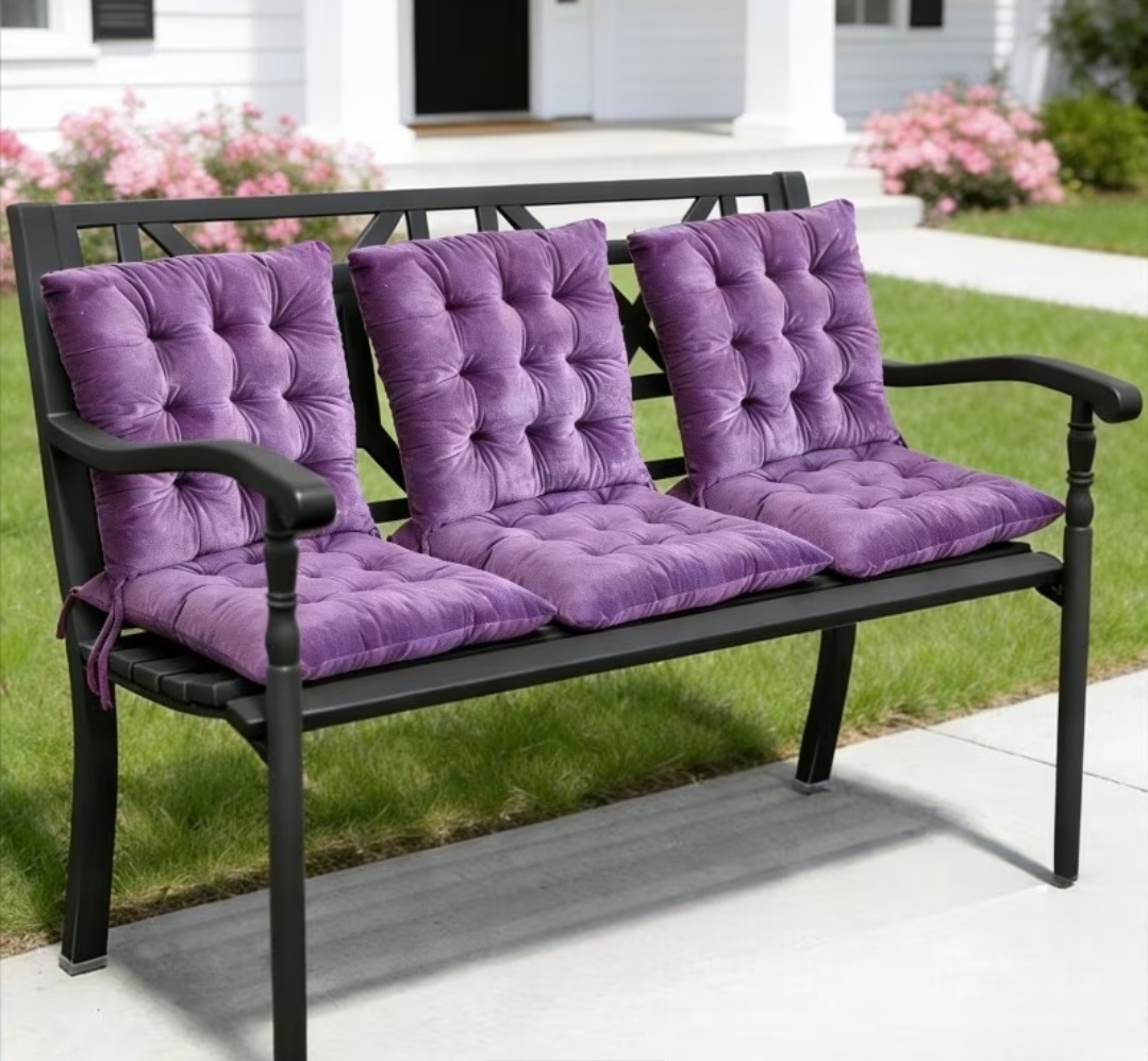 6 Pack Velvet Square Plush Seat Cushions with Anti-Slip Ties, Square Velvet Seat Cushion, for Outdoor Bench, Dining Chairs, Garden Decorative Throw Pillows, Patio Chairs, Long Sitting.