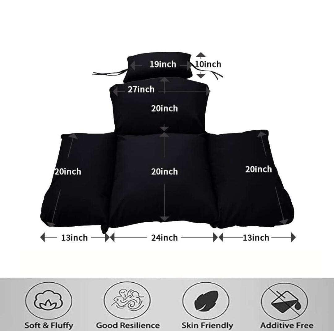 One-Piece Velvet Hammock Chair Cushion with Integrated Headrest & Arm Support – Replacement Cushion Only